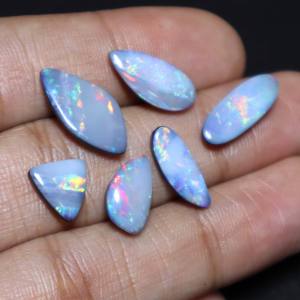 6 pièces naturel australien opale Doublet Cabochon Multi feu Doublet opale Doublet naturel australien opale pierre précieuse en vrac - Product Image 3