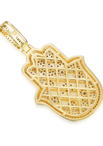 Colgante de Mano de Hamsa con Piedras de Moissanita con Claridad VVS, Chapado en Oro de 14K y Rodio, Estilo Religioso para Regalos - Product Image 6