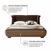 Cabecera Italiana Moderna de Lujo con Diseño Wingback, Estructura de Madera de Alerce Importada, Tela Premium, Cama Doble King Size para Dormitorio