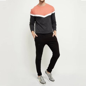 Sudadera de Cuello Redondo con Bloques de Color para Hombre, Corte Regular, Tejida, Manga Larga, Informal, para Otoño - Product Image 4