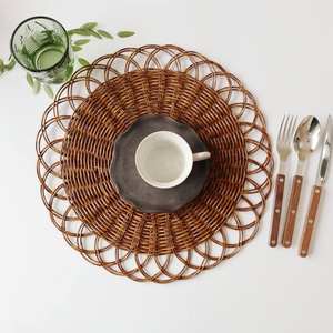 Handmade Vintage <b>Rattan</b> Flower <b>Placemat</b> Eco-Friendly Woven Design for Home Kitchen Table Mat - Product Image 1
