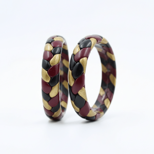 <b>Set</b> of 2 Crystal Bracelets & <b>Bangles</b> Maroon Black & <b>Gold</b> Braided Lac Stylish and Elegant - Product Image 2