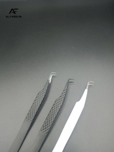 Pince à épiler à 90 degrés en acier inoxydable japonais, noir mat, blanc, avec poignée en diamant, volume de cils en fibre pointue - Product Image 5