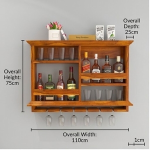 Rustic Wood <b>Wall</b> Shelf With 3 Tiers For Beverage <b>Storage</b> <b>Hanging</b> Design - Product Image 1