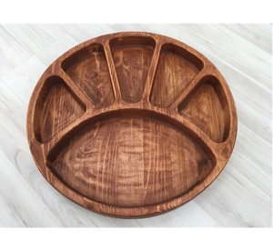 Bandeja de servicio de madera de acacia redonda única FARMOUSE para cocina, hogar o Hotel, vajilla de estilo clásico para fiesta o ser de comida - Product Image 3