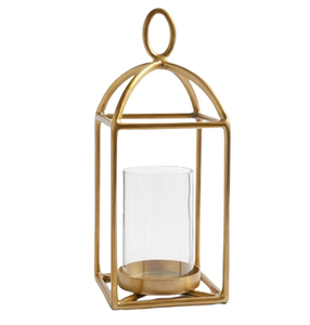 Lampes et éclairage personnalisables Lanterne de Noël en métal doré vintage Lanterne à bougie de table en métal - Product Image 1