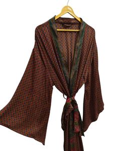Longueur cheville Robe en soie Robe multicolore Robe de nuit Robe indienne Vintage en soie recyclée Sari Kimono - Product Image 3