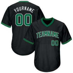 เสื้อเจอร์ซี่ย์เบสบอลผ้าริบถักของแท้สีดำอมเขียวเขียวดำ100% โพลีเอสเตอร์ระบายอากาศลาย3D - Product Image 4