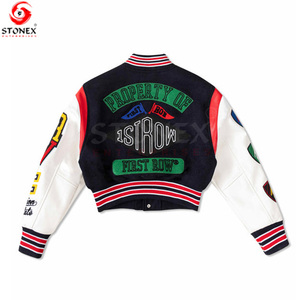 Chaqueta universitaria de alta calidad para mujer, corta con mangas largas, las mejores chaquetas de béisbol para mujer, venta al por mayor - Product Image 2