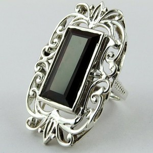 Anillos de Plata de Ley 925 con Granate Rojo de Diseño, Estilo Bohemio, con Engaste de Bisel, Joyería con Piedras Preciosas Certificadas por Terceros - Product Image 3