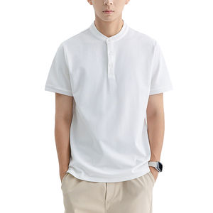 Camiseta Polo de Punto Acanalado con Botones para Hombre al por Mayor, con Puños Ajustados, Cuello Casual Holgado, con MOQ Bajo - Product Image 2