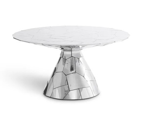 Luxury Western Style Modern Extendable Dining <b>Table</b> Glass <b>Top</b> Stainless Steel Legs Shape for Home Dining Room Dining <b>Table</b> - Product Image 5