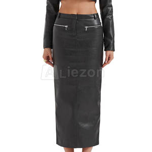 Falda delgada de cuero de longitud completa para mujer Perfecta para oficina Falda delgada para mujer para uso diario En stock - Product Image 4