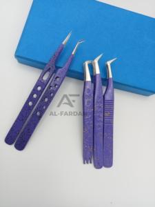 แหนบขนตาสีม่วงสแตนเลสแข็งพร้อมด้ามจับแข็งแรงชื่อแบรนด์ตามสั่งสำหรับการต่อขนตาเพิ่มวอลลุ่ม - Product Image 5