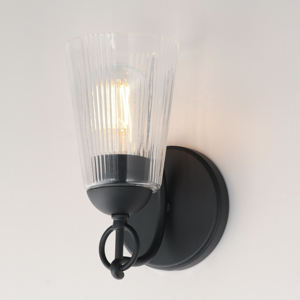 Inspired by authentic Western design, this <b>wall</b> <b>sconce</b> features a tapered clear glass shade - Product Image 3