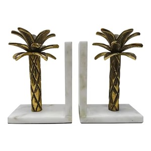 Juego de 2 sujetalibros de piña con acabado dorado de lujo para la decoración elegante de la oficina en casa y la estantería, hechos a mano de La India - Product Image 5