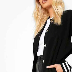 Veste bomber en laine de haute qualité sur mesure, manches en cuir véritable, vente chaude 2024, veste bomber pour femmes sur mesure - Product Image 5