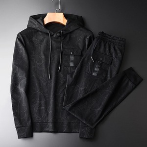 Premium <b>Polyester</b>/Cotton Baggy Blank Midweight Eco-Friendly Breathable Hoodie Sweatpants <b>Jogger</b> Sets Unisex Winter Tracksuit - Product Image 1