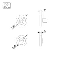 Emuca Modelo 1279051 Juego de 5 Cerraduras de Puerta Interiores de Níquel Satinado de 35 mm de Diámetro, Zamak con Roseta Redonda, Hecho en España