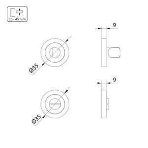 Set di 5 serrature per porte interne in nichel satinato con diametro 35 mm Zamak con rosetta rotonda - Product Image 5