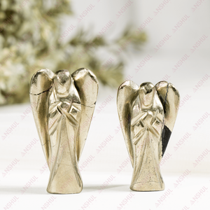 Hermosos ángeles pequeños de pirita de 2 pulgadas, cristales curativos naturales pulidos para decoración energética y meditación, a precio de mayoreo. - Product Image 1
