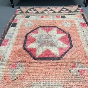 Vintage Turkish <b>Runner</b> <b>Rug</b> 3.1x10.1 ft, Orange Pink Abstract <b>Rug</b> - Product Image 4
