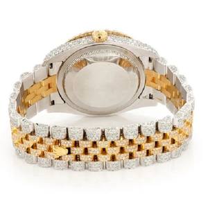 Iced Out Full Vvs Moissanite Diamond White Dial Dos tonos Blanco y amarillo Hecho a mano Auto Movimiento Relojes de lujo para mujeres - Product Image 2