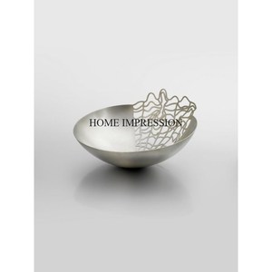 Caractéristique jetable plaquée par or unique polie brillante de base de concepteur de finition de couleur d'argent de texture martelée par bol résistante en métal - Product Image 6