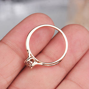 Compra Trendy Prong Set de diamantes naturales de alta calidad con anillo de joyería de mujer hecho a mano de oro rosa de 18K al por mayor - Product Image 5