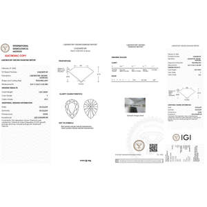 Diamante Cultivado en Laboratorio con Certificación IGI, Corte Pera de 1.00 CT, Claridad VS2, Color F, Pulido Excelente, Profundidad del 62.10%, Sin Fluorescencia, para Joyería - Product Image 3