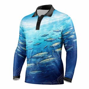 Camisa de Pesca Polo Personalizada para Hombre, Manga Larga, Diseño Sublimado de Peces Oceánicos, Camisa de Pesca de Alto Rendimiento - Product Image 4