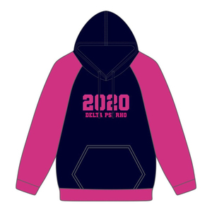 Delta Psi Rho Sorority Raglan Sleeve Pullover <b>Hoodie</b> <b>Navy</b> 80 Cotton 20 Poly Founding Year 2020 Greek Life Casual Wear <b>Hoody</b> - Product Image 2