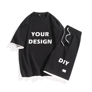 Ensemble pour hommes de haute qualité imprimés personnalisés Streetwear survêtement décontracté hommes à manches courtes T-Shirt Shorts 2 pièces ensembles pour hommes - Product Image 6