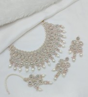 Parure de bijoux ethniques plaqués or rose antique avec zircon taille poire, collier ras-du-cou et pendentif, pour femme, idéal pour fiançailles, mariage, anniversaire ou soirée