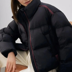 เสื้อแจ็คเก็ตแขนยาวมีซิปคอตั้งมีกระเป๋า, เสื้อแจ็คเก็ตบอมเบอร์ - Product Image 5