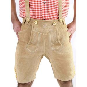 Short en cuir traditionnel Plus sangle pantalon en cuir pantalon plat vert brodé bavarois Shorts hommes bavarois Lederhosen - Product Image 2