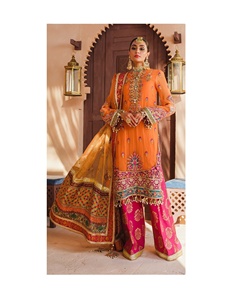 Trajes de gasa bordados Descosidos Colección de Bodas de 3 piezas Los últimos trajes Punjabi paquistaníes Salwar Kameez - Product Image 1