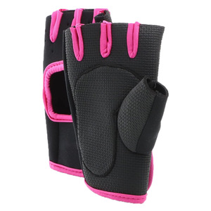 ถุงมือหนังยกน้ำหนักแบบยูนิเซ็กส์สำหรับผู้หญิงถุงมือออกกำลังกายปิดครึ่งนิ้วสีชมพูสีดำ - Product Image 6