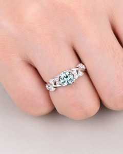 Pierres précieuses aigue-marine de qualité exceptionnelle Nouveau design de luxe Bagues en or massif avec bague en diamants véritables - Product Image 5