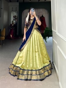 Meilleure qualité traditionnelle Kanjivaram soie Lehenga Choli Georgette Dupatta Zari tissage travail pour les fêtes mariages femme mode - Product Image 4