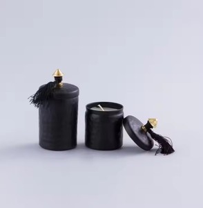 Tarro de vela dorado de Metal a granel de boda de lujo con logotipo personalizado con tapa, recipiente de vela cilíndrico - Product Image 3