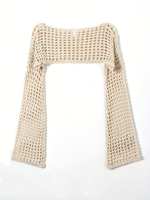 Vente en gros de hauts courts en tricot crocheté à manches longues, dos nu, à motifs floraux vintage, personnalisés, pour femmes, printemps, 100% coton