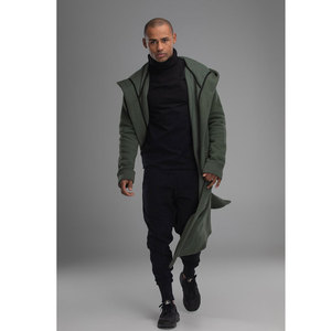 Vente en gros de sweats à capuche pour hommes, longs et allongés, 100% coton, avec fentes latérales et fermeture éclair, logo personnalisé OEM - Product Image 1