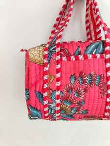 Stylish Storage Solution Handmade <b>Mini</b> Hand block Print Cotton Quilted <b>Bag</b> | Elegant Travel Shopping Tote Ideal Birthday <b>Gift</b> - Product Image 5