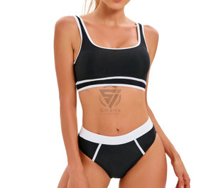 Custom One-piece Solid Brazilian Swimwear Set Women's Beachwear Sexy Deep V Neck Micro Bra Spandex/Polyester 1 Piece - Product Image 5