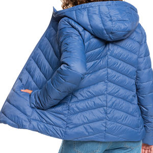 Chaqueta acolchada azul cielo para mujer de calidad superior 2025 diseño de moda largo y brillante con tela estampada con relleno de algodón - Product Image 3