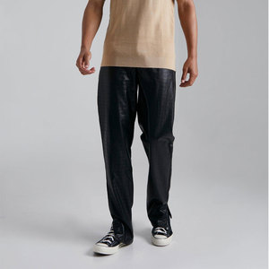 กางเกงหนังลำลองผู้ชายสีทึบกางเกงหนังสำหรับผู้ชายดีไซน์ใหม่โลโก้ตามสั่ง - Product Image 6