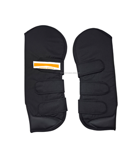 Costa Sports Black Horse Travel Horse Shoes - Juego de 4 protectores de piernas de algodón y forro polar personalizados para deportes ecuestres, protección contra moscas, tendones, tobillos y rodillas - Product Image 5