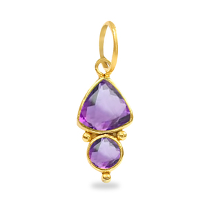 Colgante de Plata de Ley 925 con Amatista Facetada en Forma de Trillón y Piedra Preciosa Redonda con Argolla, Chapado en Oro, para Fabricación de Collares y Joyería - Product Image 1