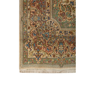 Tapis en laine noués à la main Aalam Green Pae-6377, grand format, design Jaipur US, pour entrée de maison, couloir, rectangulaire, abstrait - Product Image 4